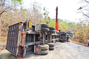 Early Morning Crash Overturns Truck on Rte 55